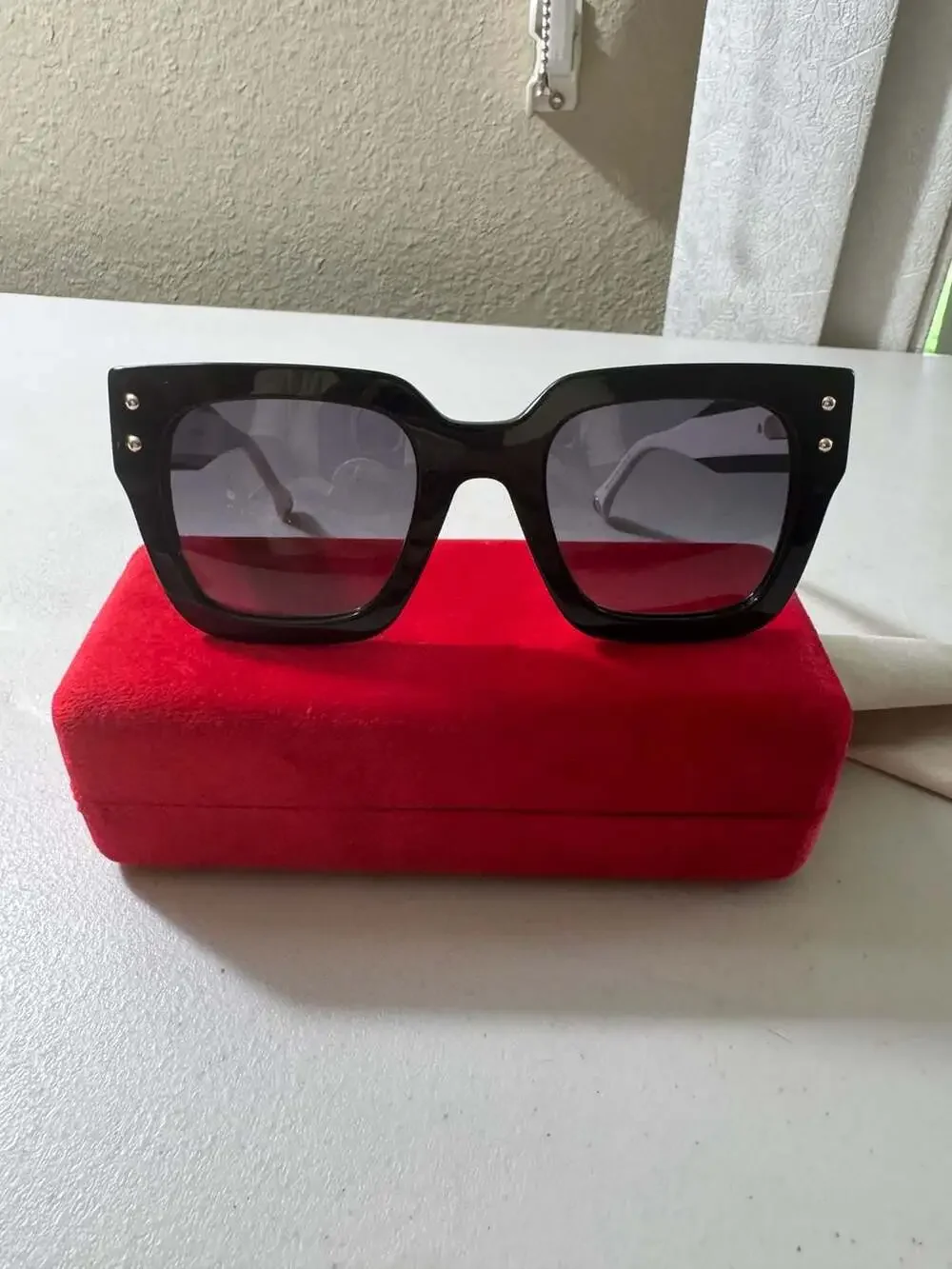 Carolina Herrera HER 0255 Oversized Square Sunglasses Black White